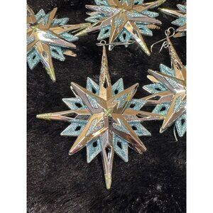 Metallic & Glitter Starburst Christmas Tree Ornaments Set Of 5